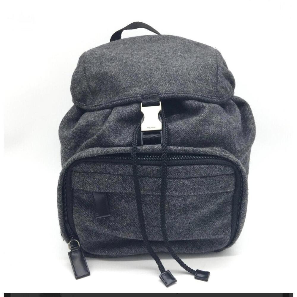 Authentic Prada Wool Leather Backpack Gray - image 1